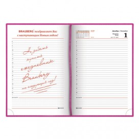 Ежедневник датированный 2020 А5, BRAUBERG 'Rainbow', гладкая кожа, розовый, 138х213 мм, 129726