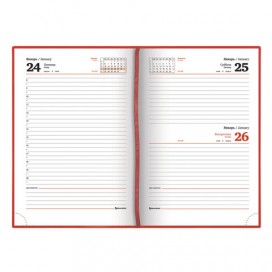 Ежедневник датированный 2020 А5, BRAUBERG 'Rainbow', гладкая кожа, красный, 138х213 мм, 129724