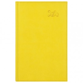 Ежедневник датированный 2020 А5, BRAUBERG 'Rainbow', гладкая кожа, желтый, 138х213 мм, 129729