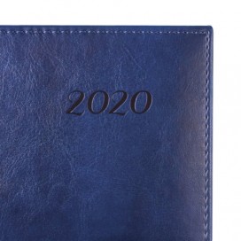 Ежедневник датированный 2020 A5, BRAUBERG 'Legend', гладкая кожа, синий, 138х213 мм, 129730