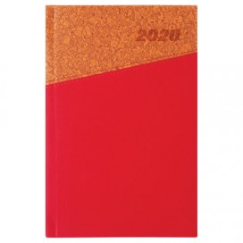 Ежедневник датированный 2020 А5, BRAUBERG 'Cork', кожзам, 'пробка', красный с коричневым, 138х213 мм, 129732