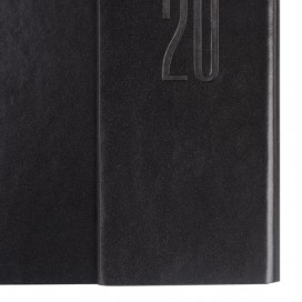 Ежедневник датированный 2020 А5, BRAUBERG 'Towny', фактурная кожа, магнитный клапан, черный, 138х213 мм, 129736