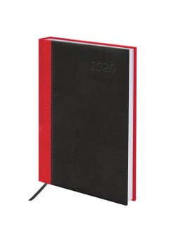 Ежедневник датированный 2020 А5, BRAUBERG 'Prestige', комбинированный, красный/черный, 138х213 мм, 129746