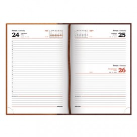 Ежедневник датированный 2020 А5, BRAUBERG 'Prestige', комбинированный, коричневый/горчичный, 138х213 мм, 129745