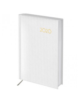 Ежедневник датированный 2020 А6, BRAUBERG 'Select', кожа классик, белый, 100х150 мм, 129758