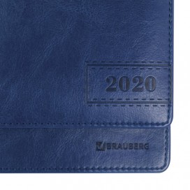 Планинг настольный датированный 2020 BRAUBERG 'Imperial', гладкая кожа, кремовый блок, синий, 305х140 мм, 129764