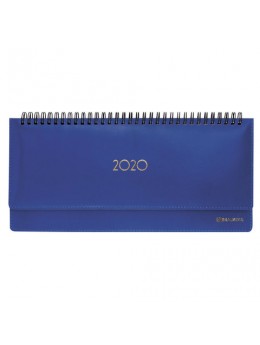 Планинг настольный датированный 2020 BRAUBERG 'Select', кожа классик, темно-синий, 305х140 мм, 129765