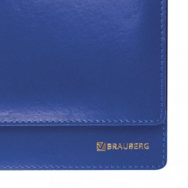 Планинг настольный датированный 2020 BRAUBERG 'Select', кожа классик, темно-синий, 305х140 мм, 129765