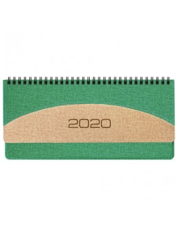 Планинг настольный датированный 2020 BRAUBERG 'SimplyNew', кожзам, зеленый с кремовым, 305х140 мм, 129771