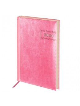 Ежедневник датированный 2020 А5, BRAUBERG 'Imperial', гладкая кожа, кремовый блок, розовый, 138х213 мм, 129786