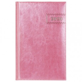 Ежедневник датированный 2020 А5, BRAUBERG 'Imperial', гладкая кожа, кремовый блок, розовый, 138х213 мм, 129786