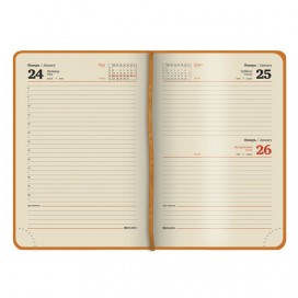 Ежедневник датированный 2020 А5, BRAUBERG 'Stylish', интегральная обложка, цветной срез, оранжевый, 138х213 мм, 129791