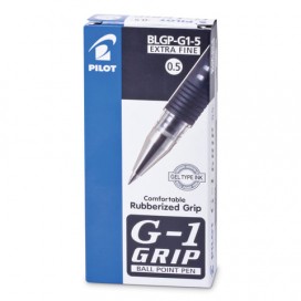 Ручка гелевая с грипом PILOT 'G-1 Grip', ЧЕРНАЯ, корпус прозрачный, узел 0,5 мм, линия письма 0,3 мм, BLGP-G1-5