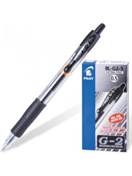 Ручка гелевая автоматическая с грипом PILOT G-2, ЧЕРНАЯ, корпус прозрачный, узел 0,5 мм, линия письма 0,3 мм, BL-G2-5