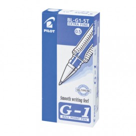 Ручка гелевая PILOT 'G-1', СИНЯЯ, корпус прозрачный, узел 0,5 мм, линия письма 0,3 мм, BL-G1-5T
