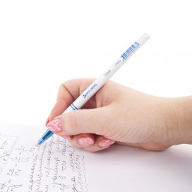 Ручка шариковая BRAUBERG 'Офисная', СИНЯЯ, корпус белый, узел 1 мм, линия письма 0,5 мм, 140662