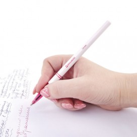 Ручка шариковая BRAUBERG 'Офисная', КРАСНАЯ, корпус белый, узел 1 мм, линия письма 0,5 мм, 140892