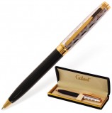 Ручка подарочная шариковая GALANT 'Consul', корпус черный с серебристым, золотистые детали, пишущий узел 0,7 мм, синяя, 140963