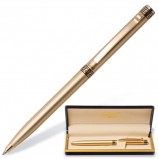 Ручка подарочная шариковая GALANT 'Ingrid', тонкий корпус, золотистый, золотистые детали, пишущий узел 0,7 мм, синяя, 141008