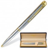 Ручка подарочная шариковая GALANT 'Barendorf', корпус серебристый с гравировкой, золотистые детали, пишущий узел 0,7 мм, синяя, 141011