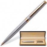 Ручка подарочная шариковая GALANT 'Marburg', корпус серебристый с гравировкой, золотистые детали, пишущий узел 0,7 мм, синяя, 141015