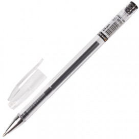 Ручка гелевая BRAUBERG 'Jet', ЧЕРНАЯ, корпус прозрачный, узел 0,5 мм, линия письма 0,35 мм, GP153