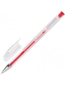 Ручка гелевая BRAUBERG 'Jet', КРАСНАЯ, корпус прозрачный, узел 0,5 мм, линия письма 0,35 мм, GP155