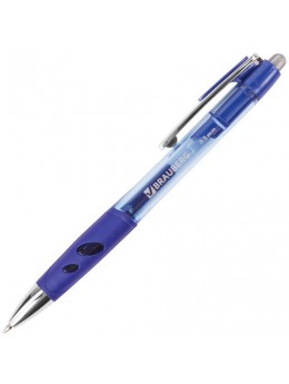Ручка гелевая автоматическая с грипом BRAUBERG 'Officer', СИНЯЯ, корпус тонированный синий, узел 0,5 мм, линия письма 0,35 мм, GPR103