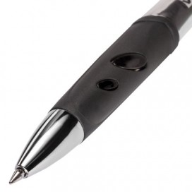 Ручка гелевая автоматическая с грипом BRAUBERG 'Officer', ЧЕРНАЯ, корпус тонированный черный, узел 0,5 мм, линия письма 0,35 мм, GRP104