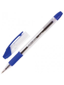 Ручка шариковая с грипом BRAUBERG 'Samurai', СИНЯЯ, корпус прозрачный, узел 0,7 мм, линия письма 0,35 мм, BP119