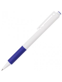 Ручка шариковая автоматическая с грипом BRAUBERG 'Blank', СИНЯЯ, корпус белый, узел 0,7 мм, линия письма 0,35 мм, BPR121