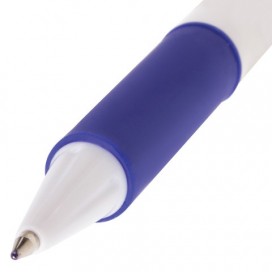 Ручка шариковая автоматическая с грипом BRAUBERG 'Blank', СИНЯЯ, корпус белый, узел 0,7 мм, линия письма 0,35 мм, BPR121