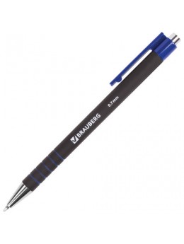 Ручка шариковая автоматическая BRAUBERG 'Capital+', СИНЯЯ, корпус soft-touch, узел 0,7 мм, линия письма 0,35 мм, BPR126