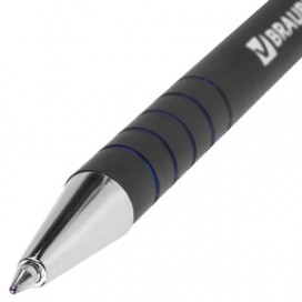 Ручка шариковая автоматическая BRAUBERG 'Capital+', СИНЯЯ, корпус soft-touch, узел 0,7 мм, линия письма 0,35 мм, BPR126