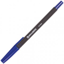 Ручка шариковая BRAUBERG 'Capital', СИНЯЯ, корпус soft-touch черный, узел 0,7 мм, линия письма 0,35 мм, BP127
