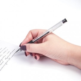 Ручка гелевая с грипом BRAUBERG 'Number One', ЧЕРНАЯ, узел 0,5 мм, линия письма 0,35 мм, GP158