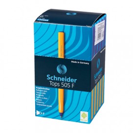 Ручка шариковая SCHNEIDER (Германия) 'Tops 505 F', СИНЯЯ, корпус желтый, узел 0,8 мм, линия письма 0,4 мм, 150503