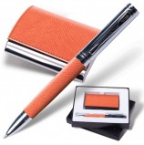 Набор GALANT 'Prestige Collection': ручка, визитница, оранжевый, 'фактурная кожа', подарочная коробка, 141375