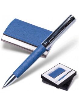 Набор GALANT 'Prestige Collection': ручка, визитница, синий, 'фактурная кожа', подарочная коробка, 141376