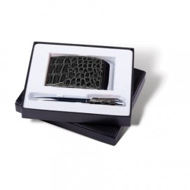 Набор GALANT 'Prestige Collection': ручка, визитница, черный, 'кожа крокодила', подарочная коробка, 141377