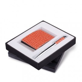 Набор GALANT 'Prestige Collection': ручка, визитница, коричневый, 'кожа крокодила', подарочная коробка, 141378