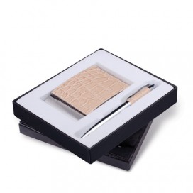 Набор GALANT 'Prestige Collection': ручка, визитница, бежевый, 'кожа крокодила', подарочная коробка, 141381