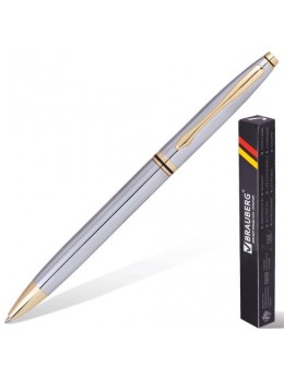 Ручка бизнес-класса шариковая BRAUBERG 'De Luxe Silver', корпус серебристый, узел 1 мм, линия письма 0,7 мм, синяя, 141414
