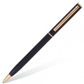 Ручка бизнес-класса шариковая BRAUBERG 'Slim Black', корпус черный, узел 1 мм, линия письма 0,7 мм, синяя, 141402