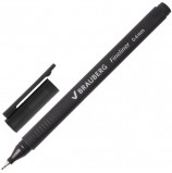 Ручка капиллярная BRAUBERG 'Carbon', ЧЕРНАЯ, металлический наконечник, трехгранная, линия письма 0,4 мм, FL101