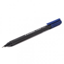 Ручка капиллярная BRAUBERG 'Carbon', СИНЯЯ, металлический наконечник, трехгранная, линия письма 0,4 мм, FL100