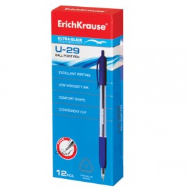 Ручка шариковая масляная автоматическая с грипом ERICH KRAUSE 'Ultra Glide U-29', СИНЯЯ, узел 0,6 мм, линия письма 0,32 мм, 33568