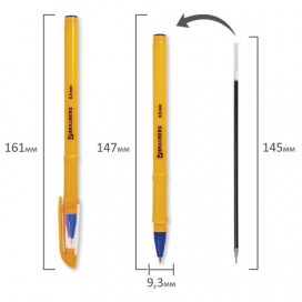 Ручка шариковая масляная BRAUBERG 'Oil Sharp', СИНЯЯ, корпус оранжевый, узел 0,7 мм, линия письма 0,5 мм, BP212