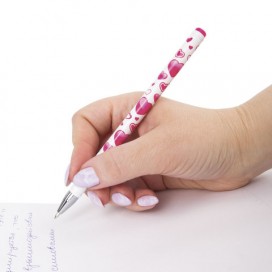 Ручка шариковая BRAUBERG 'Сердечки', СИНЯЯ, корпус с печатью, узел 0,7 мм, линия письма 0,35 мм, BP135