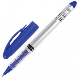 Ручка-роллер BRAUBERG 'Control', СИНЯЯ, корпус серебристый, узел 0,5 мм, линия письма 0,3 мм, RP101